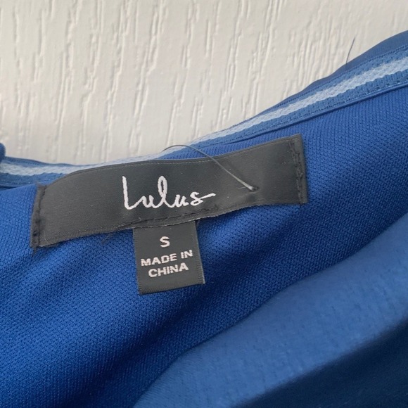 NWT Lulus Always Celebrating Navy Blue Satin Off-the-Shoulder Mini  size S - Picture 7 of 15